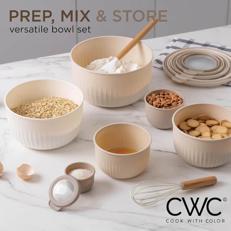 COOK WITH COLOR Prep Bowls with Lids- Wide and Deep Nesting Plastic Small Mixing Bowl Set with Lids, 12 Piece Set - Deep Bowls