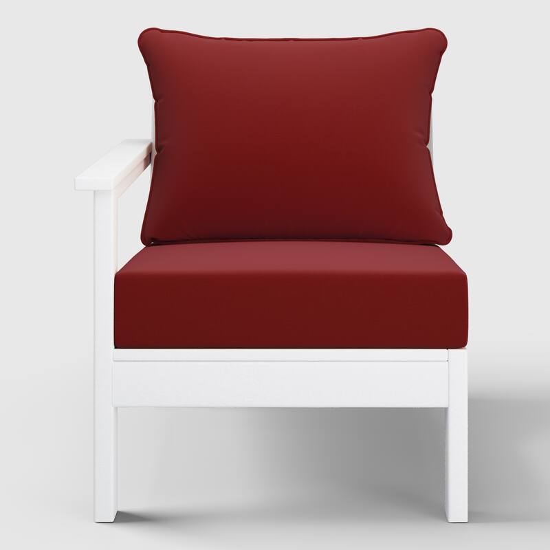 Birchwood All Weather HDPE Outdoor Patio Deep Seating White Left Arm Facing Chair With Cushions (1-Piece)