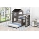 preview thumbnail 10 of 10, Wooden Twin Over Full Bunk Bed Loft Bed With Playhouse,Ladder and Guardrails