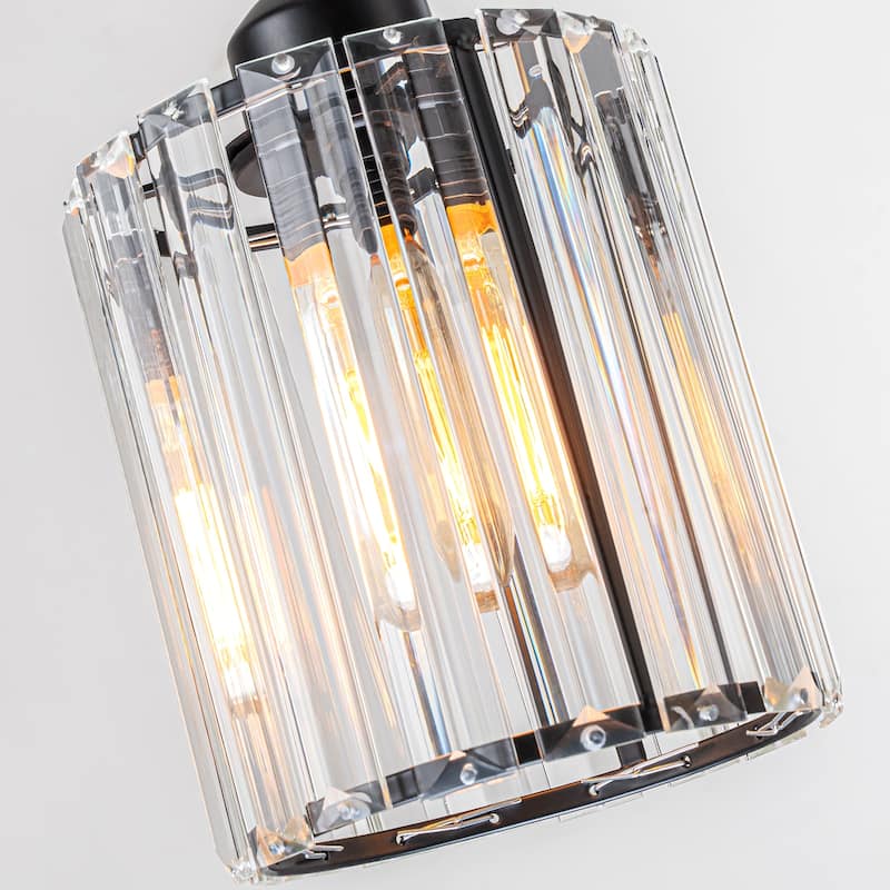 Starsky 5-Light 32in. Modern Crystal Linear Chandelier Cluster Cylinder Glass Kitchen Island Light