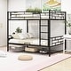 preview thumbnail 3 of 22, Full Over Full Metal Bunk Bed with Shelf & Guardrails - Sleek and Functional