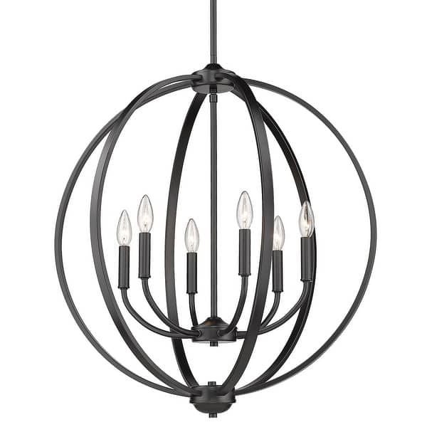 slide 2 of 12, Golden Lighting Colson 6 Light 26" Wide Taper Candle Style Chandelier Matte Black