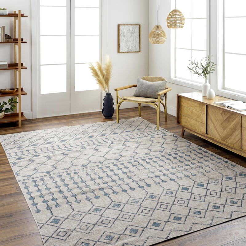Livabliss Lavadora Bohemian Diamond Washable Area Rug