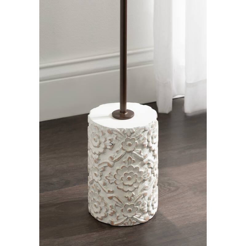 Kate and Laurel Joya Carved Wood and Metal Drink Table