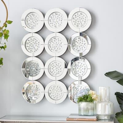 Silver Glass Glam Wall Mirror 29 x 39 x 2