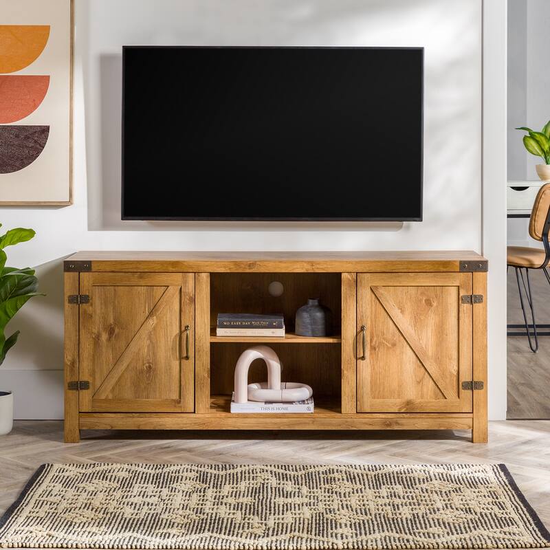 Middlebrook Firebranch 58-inch Barn Door TV Stand - Barnwood