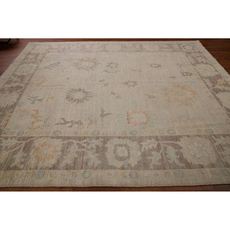 Vegetable Dye Oushak Turkish Area Rug Hand-knotted Wool Carpet - 8'4"x 9'11"