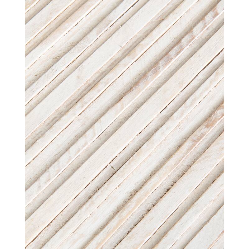 Distressed White Teak Wood Plank Drum Table by East at Main