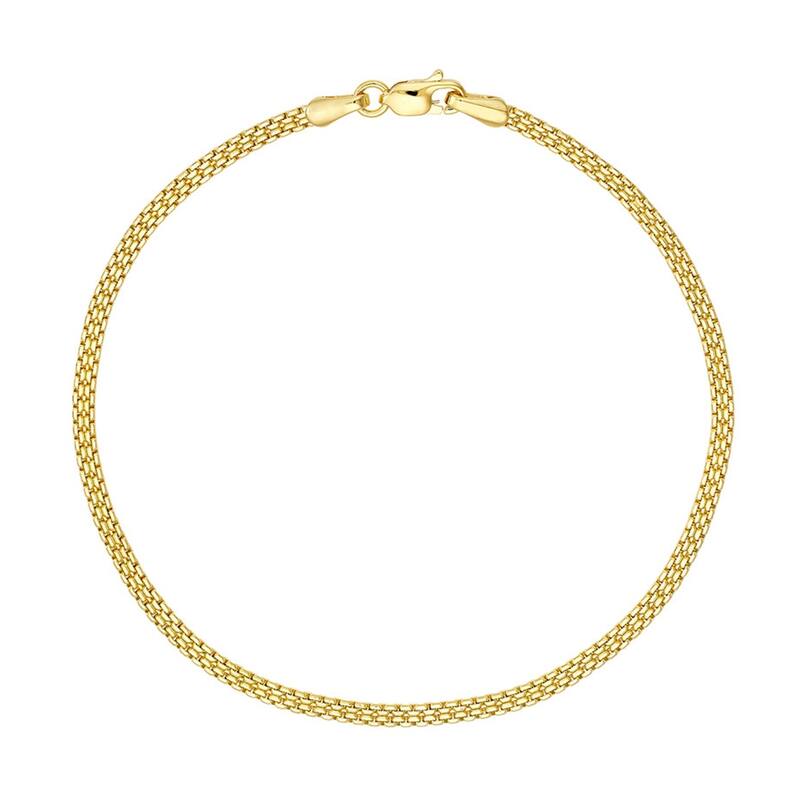 Marquee Jewels 14K Solid Yellow Gold Double Curb Box Bismark Bracelet