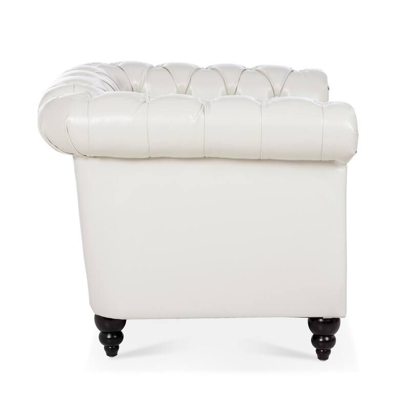 Compact PU Leather Sofa with Pocket Springs and Birch Wood Legs for Living Room and Guest Rooms