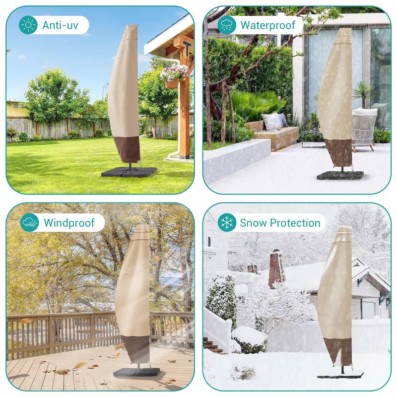Bonosuki Patio Offset Umbrella Cover - 600D Waterproof Umbrella Cover