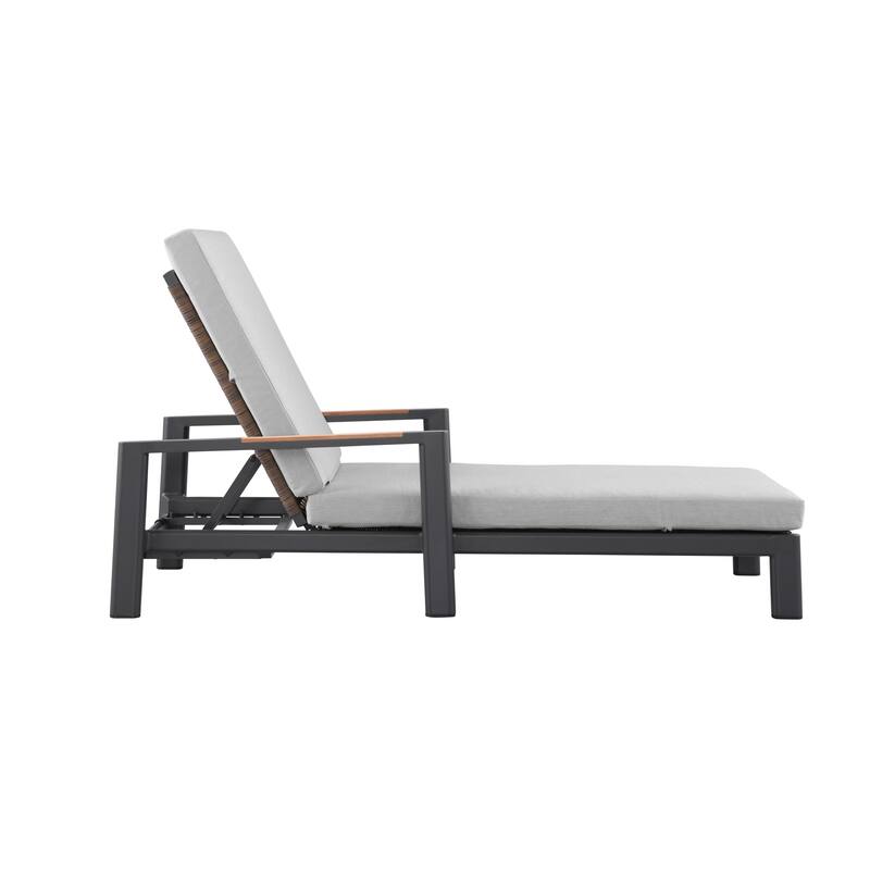 Arlo Teak & Wicker Aluminum Dual-Use Outdoor Chaise Lounge (Set of 2)