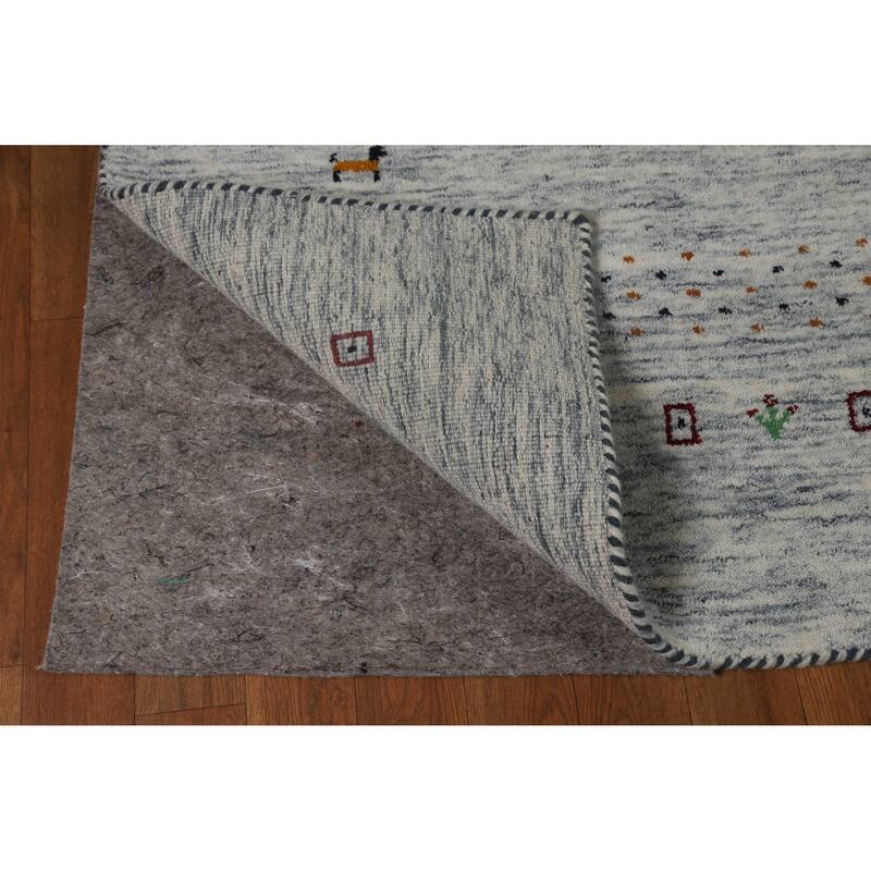 Hand Knotted Oriental 100% Wool Carpet Tribal Tribal Greys & Charcoal Gabbeh Area Rug - 8' 10'' X 6' 1''