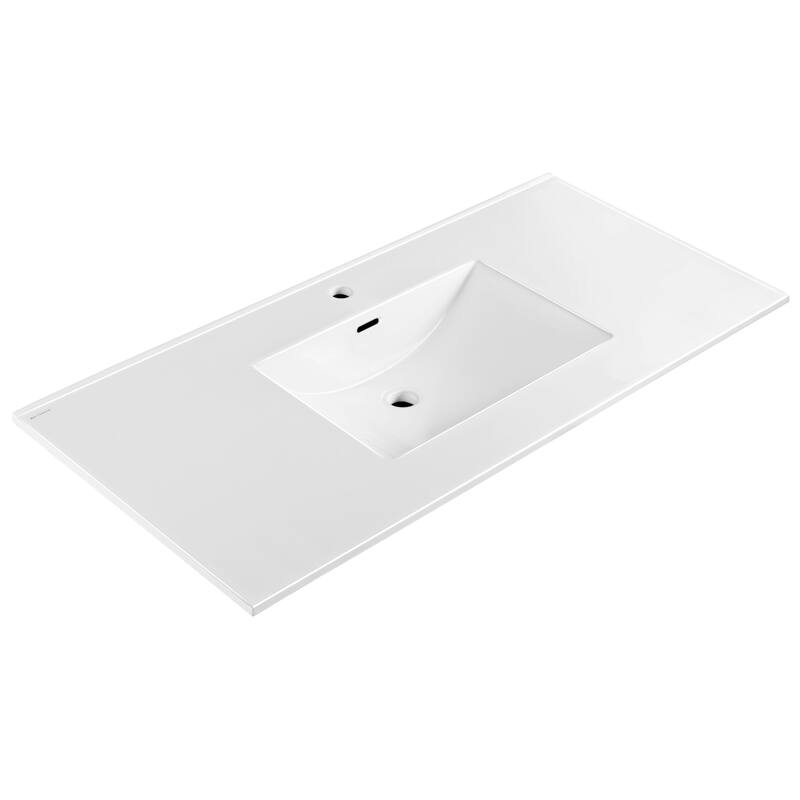 Countertop Vanity Sink with Integrated Rectangular Bowl - 49" - White - 1 Hole