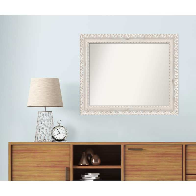 Opera Off White Non-Beveled Wood Framed Wall Mirror - Opera Off White