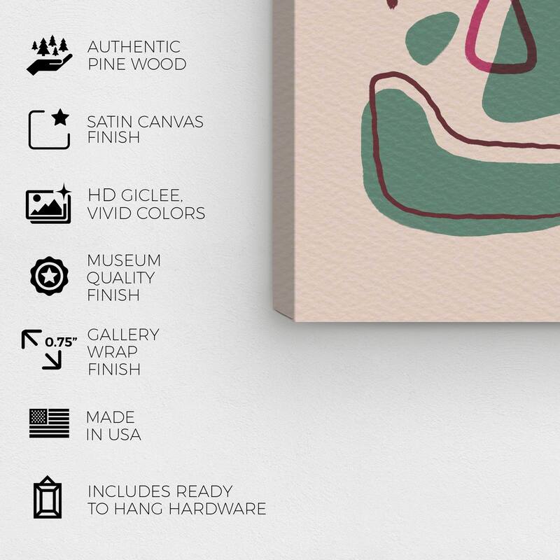 Wynwood Studio Canvas Abstract Mid-Century Shapes Green and Light Pink Mid-Century Modern Wall Art Canvas Print