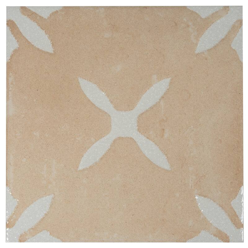 Palmera 9x9 Terracotta Beige Porcelain Floral Square Wall and Floor Tile (6.96 sq ft/case) - 13 Pack