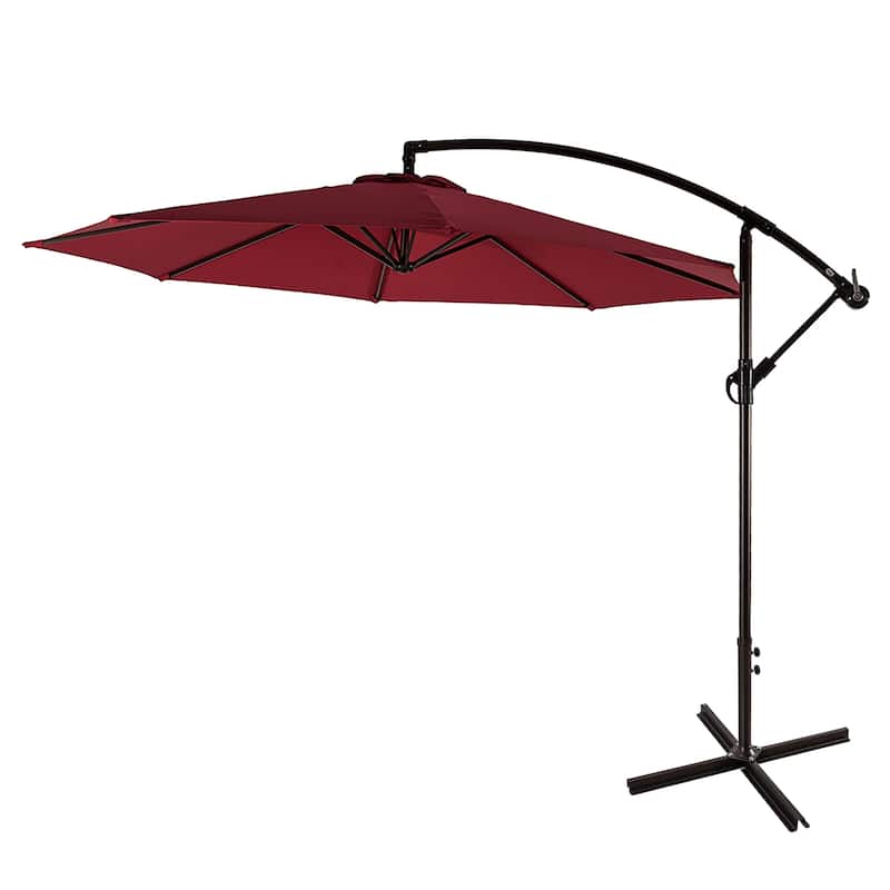 Weller 10-foot Offset Cantilever Hanging Patio Umbrella - Red