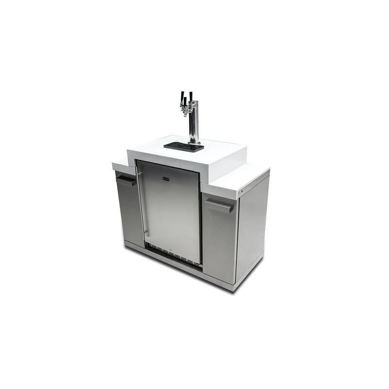 Mont Alpi MA-KEG Stainless Steel Outdoor Triple Tap Kegerator Refrigerator Module with Digital Display with Granite Countertops