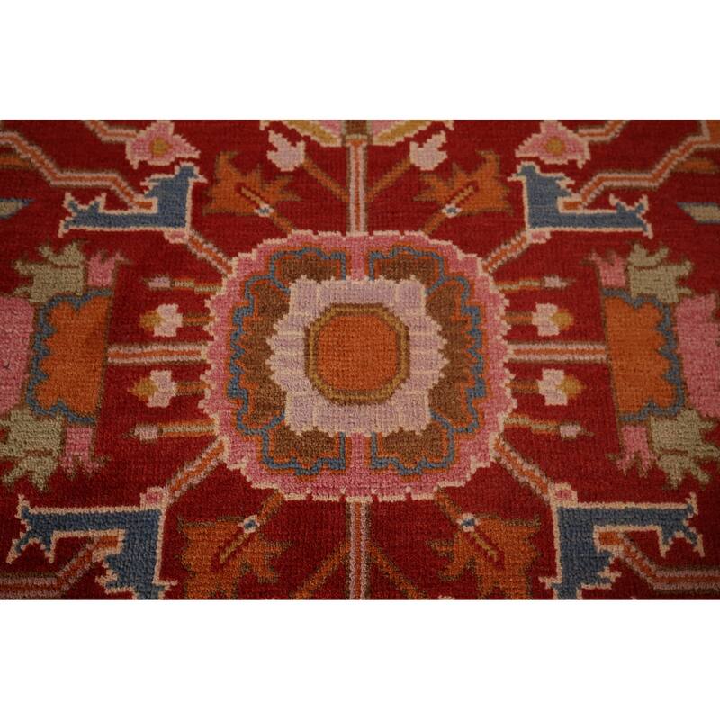 All-Over Red Oushak Indian Area Rug Handmade Wool Carpet - 8'10"x 11'8"