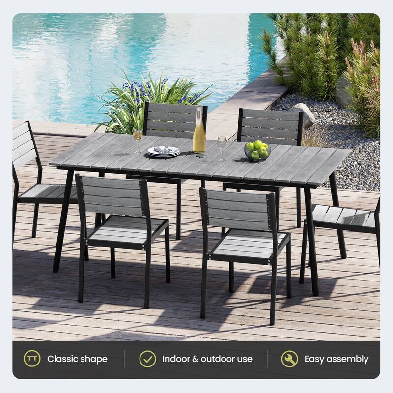 7-Piece Outdoor Dining Set Aluminum Dining table with Stackable Chairs
