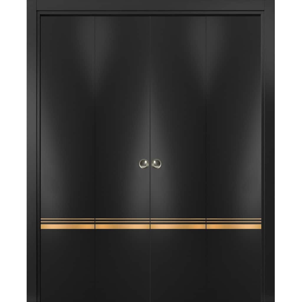Double Bi-fold Doors Planum 2010 Matte Black with Sturdy Tracks