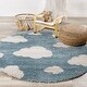 preview thumbnail 18 of 17, Kids Collection - Blue/Cream Clouds Area Rug ROUND: 3'11'' x 3'11''