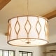 preview thumbnail 1 of 10, Rennnsan 4-Light Modern Farmhouse Antique Gold Fabric Drum Pendant Light for Dining Room - 23.62 in. W x 16.54 in. H 23.62 in. W x 16.54 in. H - Antique Gold