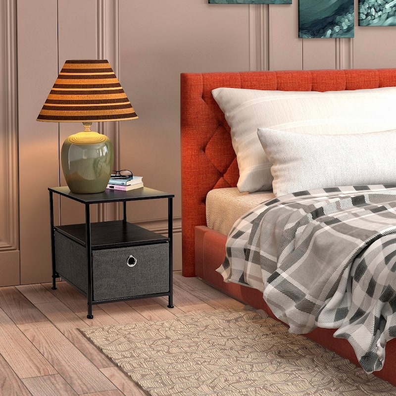 Nightstand 1-Drawer Shelf Storage Bedroom Furniture & End Table Chest