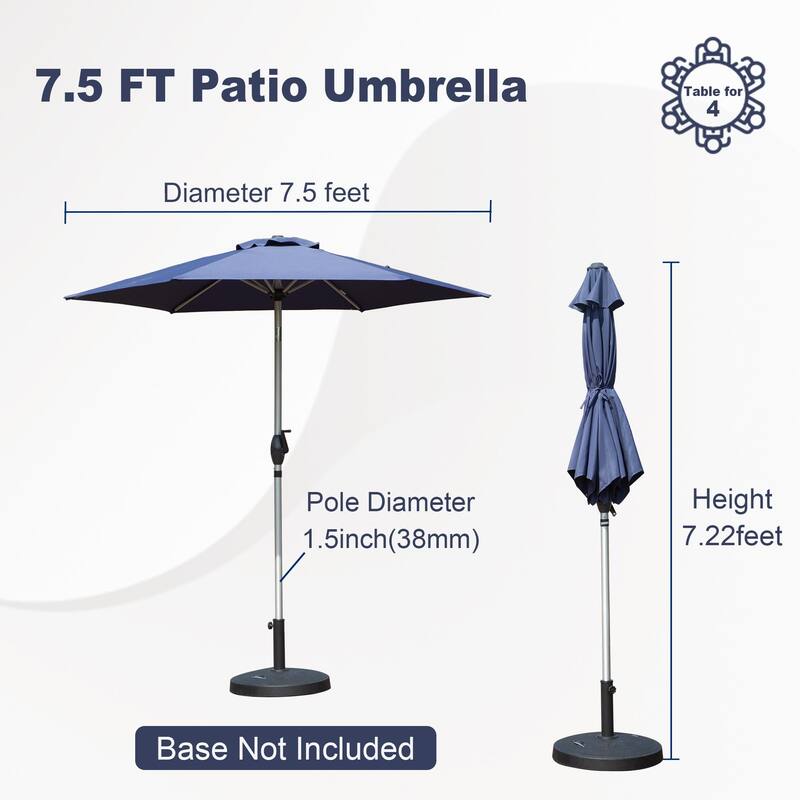 GDFStudio - Premium 7.5FT Patio Umbrella with Push Button Tilt and Sturdy Frame