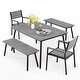 preview thumbnail 16 of 37, Outdoor 3/5/6-Piece Furniture Patio Dining Set with Rectangular Table Grey-Set of 5