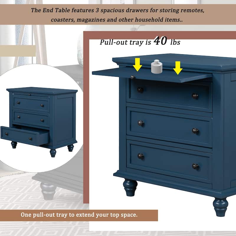 3-Drawer Storage Wood Cabinet,
