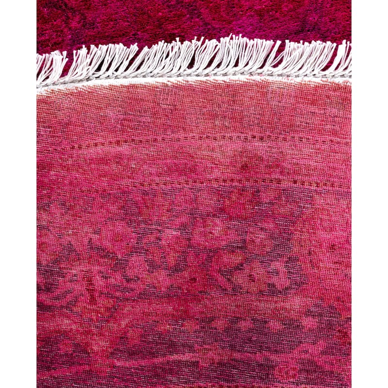 Overdyed One-of-a-Kind Hand-Knotted Round Area Rug - Pink - 7' 1" x 7' 1"