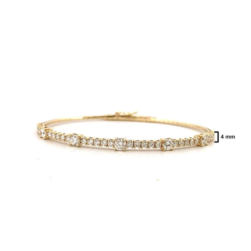 Kabella Alternating Five Diamond Flexible Bangle