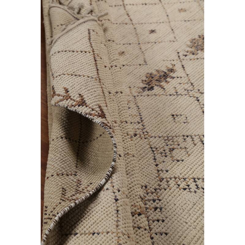 Ivory Trellis Moroccan Area Rug Handmade Wool Carpet - 8'1"x 11'8"