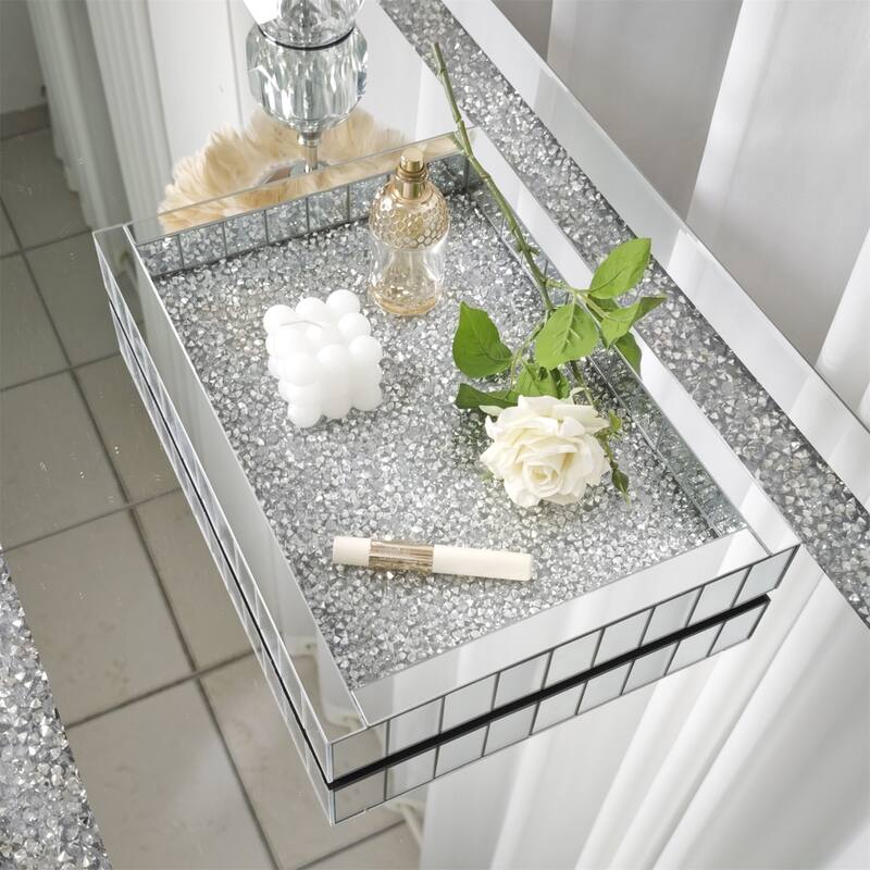Crush Diamond Mirrored Tray Jewelry Perfume Organizer Bathroom Vanity Tray