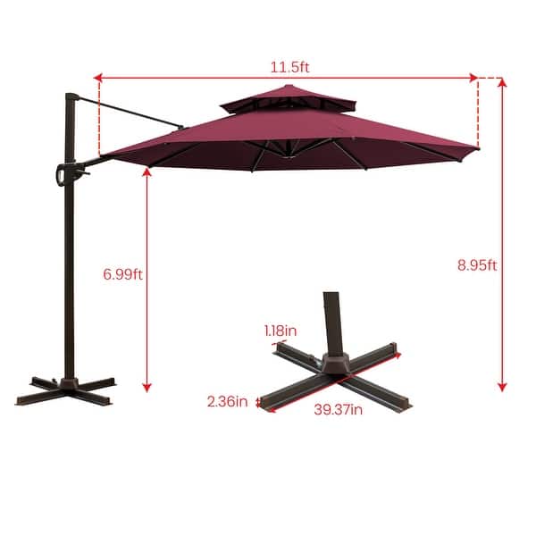 dimension image slide 2 of 5, 11.5-foot Outdoor Round Cantilever Umbrella