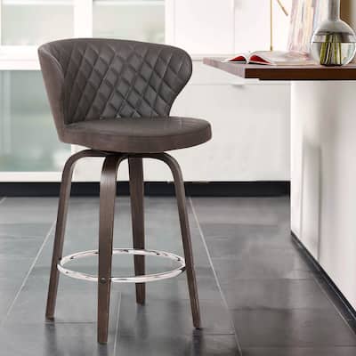 Mynette 30" Swivel Brown Faux Leather Bar Stool