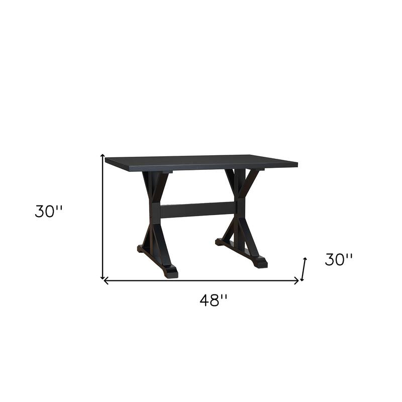 HomeRoots 48" Black Solid Wood Trestle Writing Desk