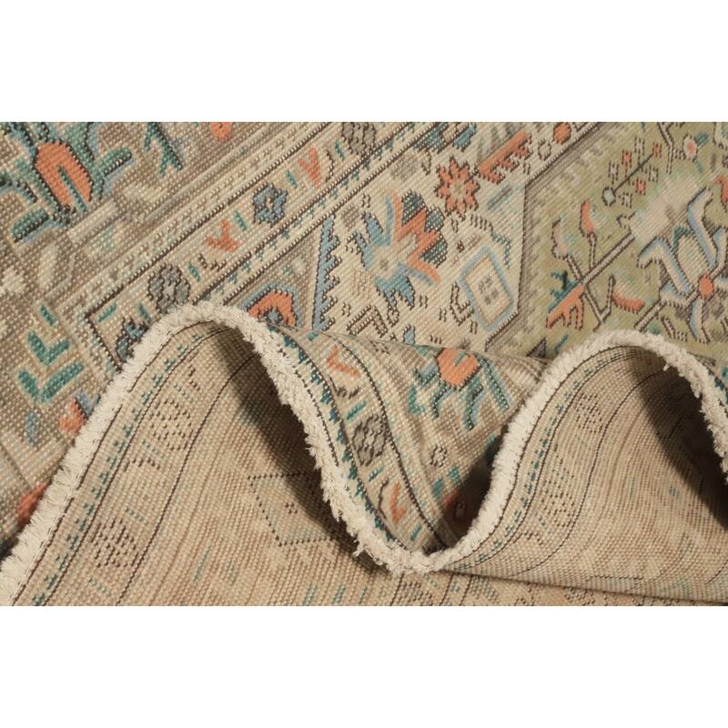 Hand Knotted Oriental 100% Wool Carpet Traditional Medallion Green Tabriz Area Rug - 9' 4'' X 6' 4''