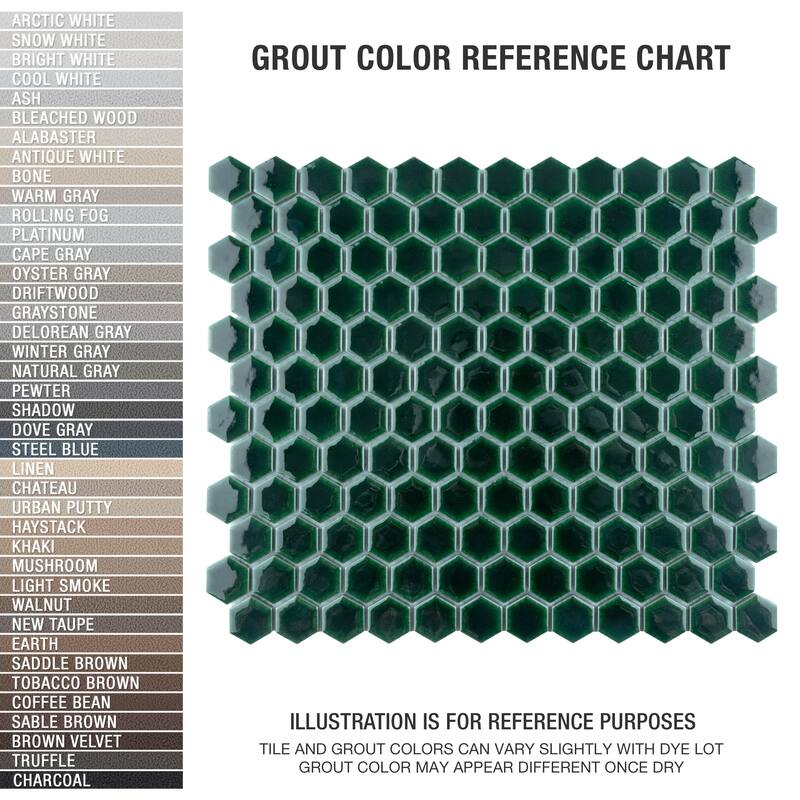 Merola Tile Metro Ion 1" Hex Emerald 10-1/4" x 11-7/8" Porcelain Mosaic Wall Tile