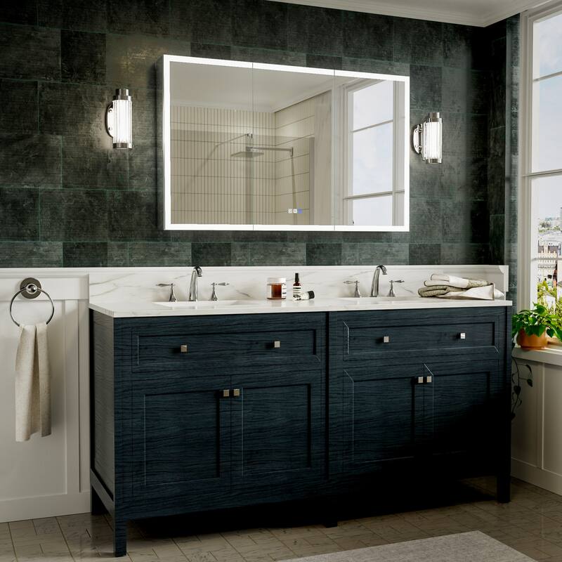 Modland 36"-48"W x 30"H LED Bathroom Medicine Cabinet Dimmable Anti-Fog,Recessed or Surface Mount