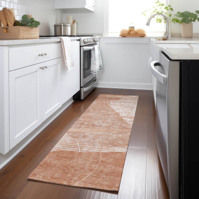 Machine Washable Indoor/ Outdoor Chantille Abstract Modern Rug