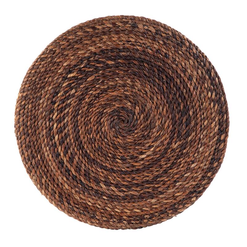 Bagshawe 13 in. W Round Wood and Abaca Rope Inlay Drum Side Table