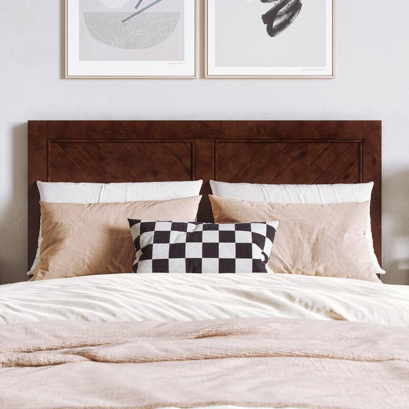 Solid Wood Low Profile Platform Bed - Classic Charm Design, USB Charger Included, Walnut Finish, Full Size Bed