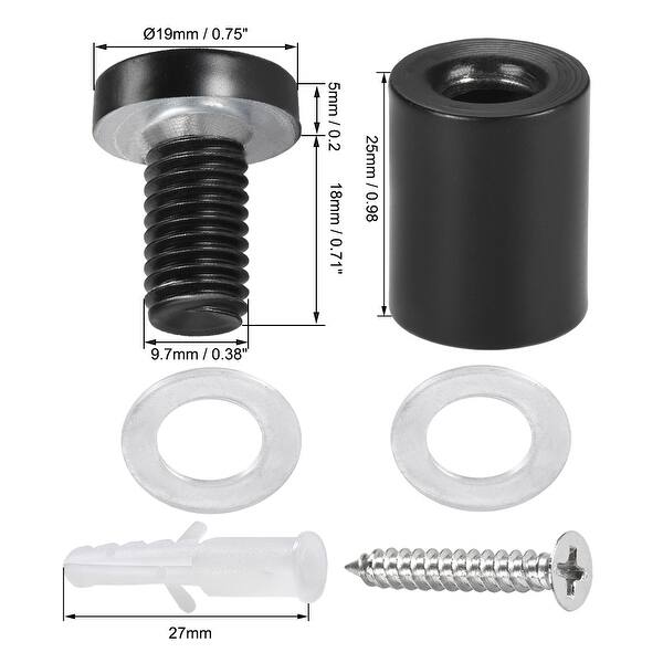 Glass Standoff Mount Wall Standoff Nails 19mm Dia 32mm Length 6 Pcs Black Overstock