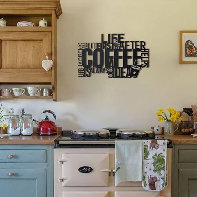 Coffee Metal Wall Art - Kitchen and Cafe Wall Sign - Coffee Bar Decor