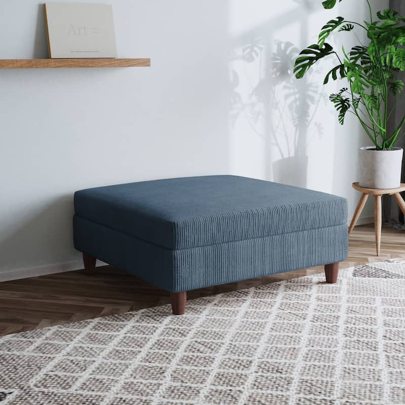 40" W Oversized Corduroy Upholstered Ottoman - Navy