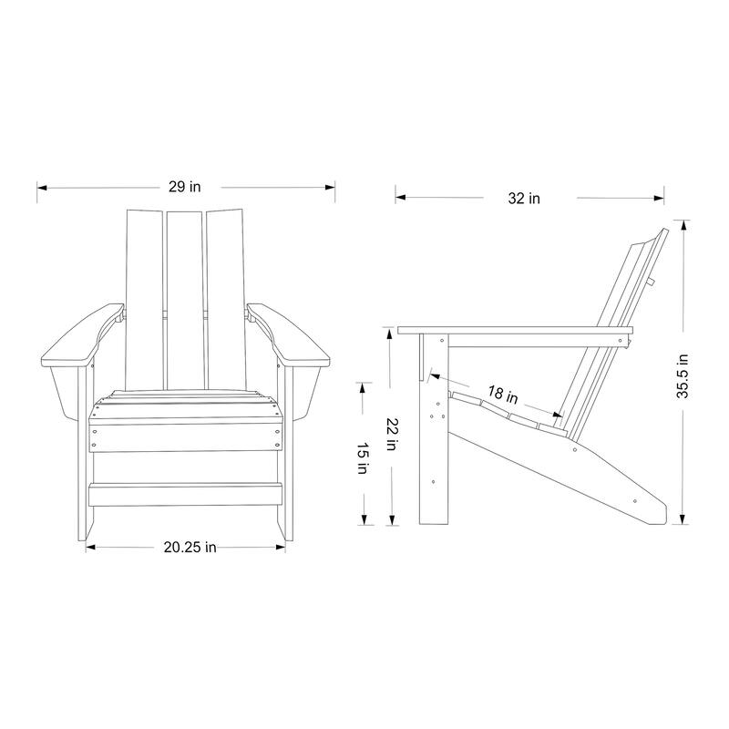 Marina All Weather Poly Lumber Outdoor Modern Adirondack Chair