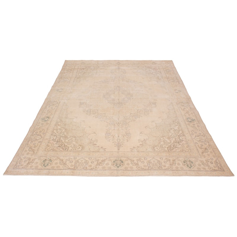 ECARPETGALLERY Hand-knotted Antalya Vintage Khaki Wool Rug - 9'4 x 12'7